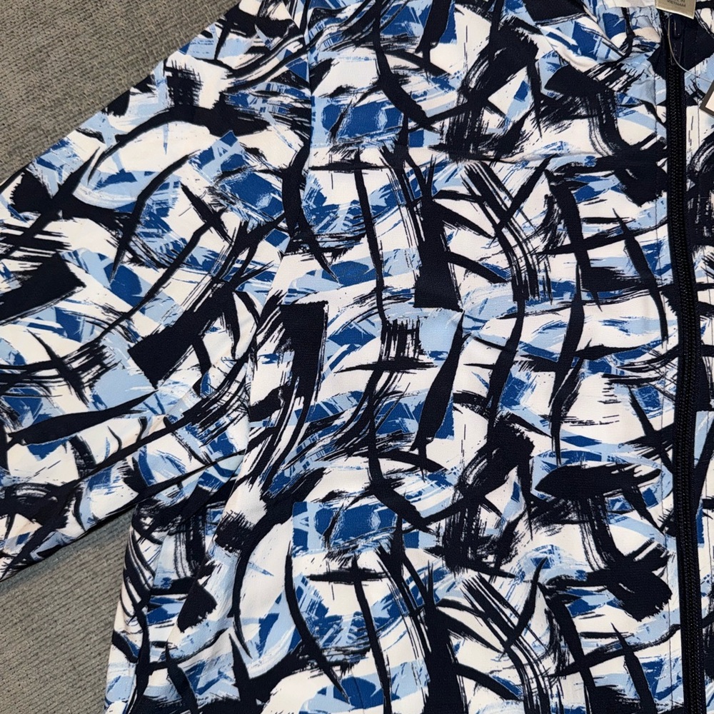 Christopher & Banks Blue Brush Strokes Zip Up Lightweight Jacket Size Large NWT - Picture 4 of 4